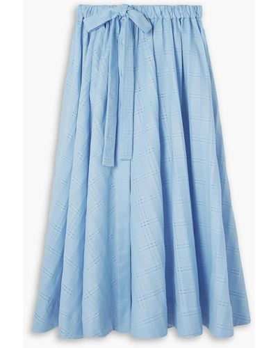 Lisa Marie Fernandez Balloon Checked Cotton-jacquard Midi Skirt - Blue