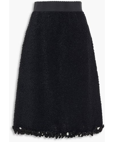 Dolce & Gabbana Ruffle-trimmed Bouclé Skirt - Black