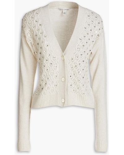 Autumn Cashmere Crystal-embellished Crochet-knit Cashmere Cardigan - White