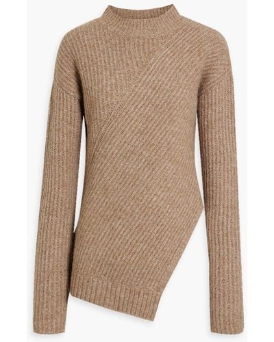 Nicholas Krissa Asymmetric Brushed Ribbed-knit Sweater - Natural