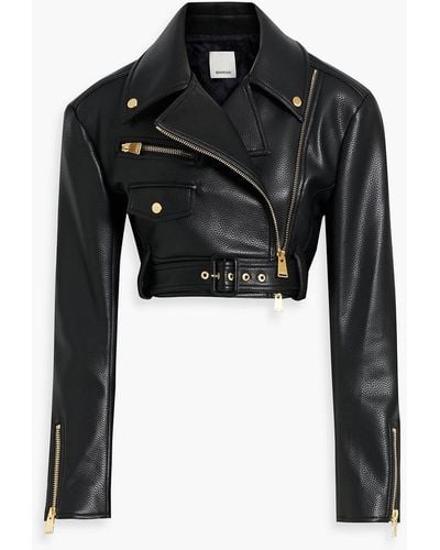 Jonathan Simkhai Araceli Cropped Leather-blend Biker Jacket - Black