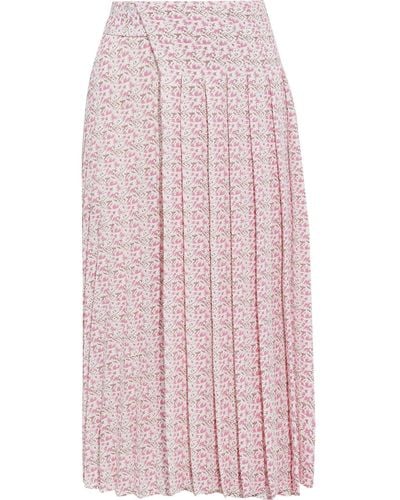 Victoria Beckham Pleated Printed Textured-crepe Midi Skirt - Pink