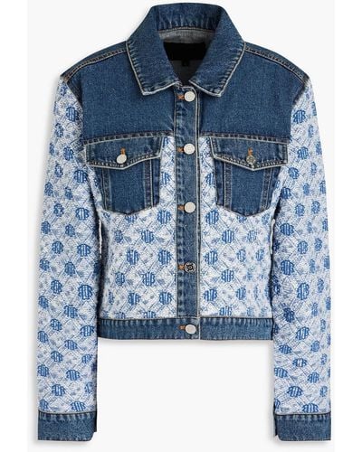 Maje Jacke aus bouclé-tweed und denim - Blau