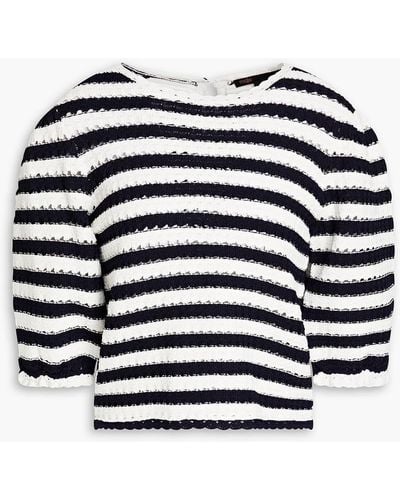 Maje Striped Pointelle-knit Top - Blue