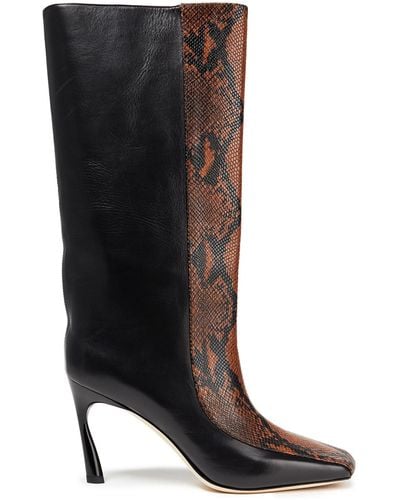 Jimmy Choo Mabyn 85 Paneled Snake-effect And Smooth Leather Boots - Multicolor