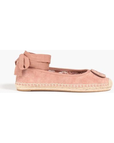 Tory Burch Minnie Embellished Suede Espadrilles - Pink