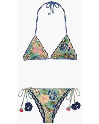 Anjuna Melissa Reversible Floral-print Triangle Bikini - Blue