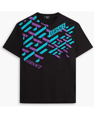 Versace T-shirt aus baumwoll-jersey mit print - Schwarz