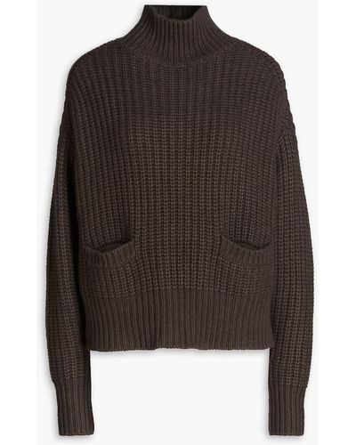Autumn Cashmere Ribbed-knit Turtleneck Sweater - Brown