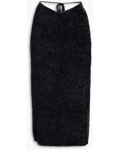 ROTATE BIRGER CHRISTENSEN Glittered Knitted Midi Pencil Skirt - Black