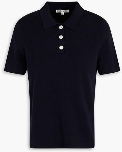 Alex Mill Carly Cotton And Cashmere-blend Polo Shirt - Blue