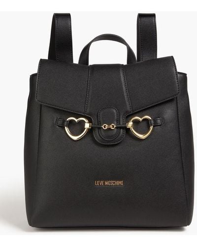 Love Moschino Embellished Faux Textured Leather Backpack - Black