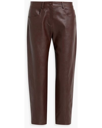 Stella McCartney Cropped Faux Leather Tapered Pants - Brown