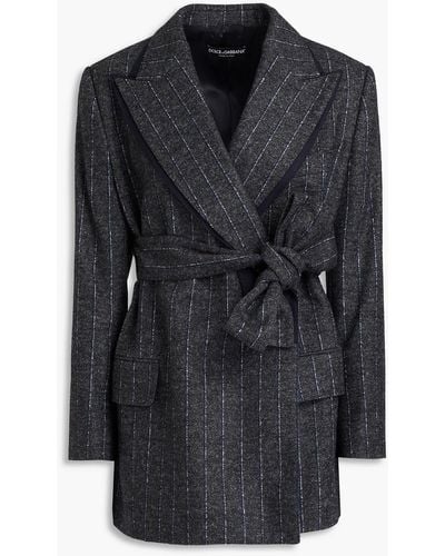 Dolce & Gabbana Jacke aus filz mit nadelstreifen und wickeleffekt - Schwarz