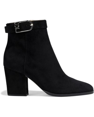 Sergio Rossi Buckled Suede Ankle Boots - Black