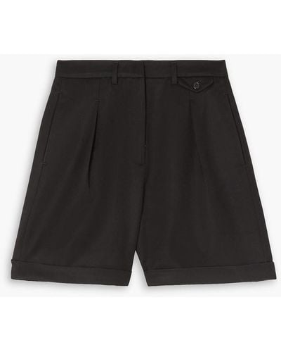 Anine Bing Pleated Belted Wool-twill Shorts - Black