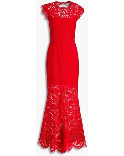 Rachel Zoe Open-back Corded Lace Gown - Red