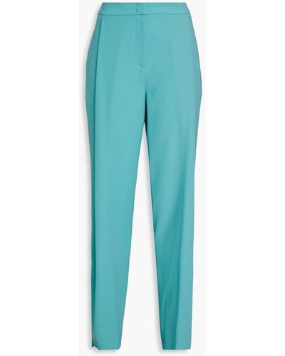 Emporio Armani Pleated Crepe Tapered Pants - Blue