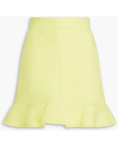 MSGM Ruffled Ribbed-jersey Mini Skirt - Yellow