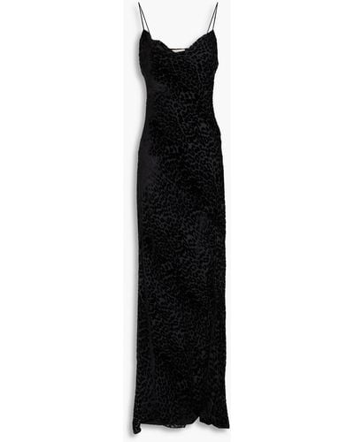 Nicholas Ariel Leopard-print Devoré-velvet Gown - Black