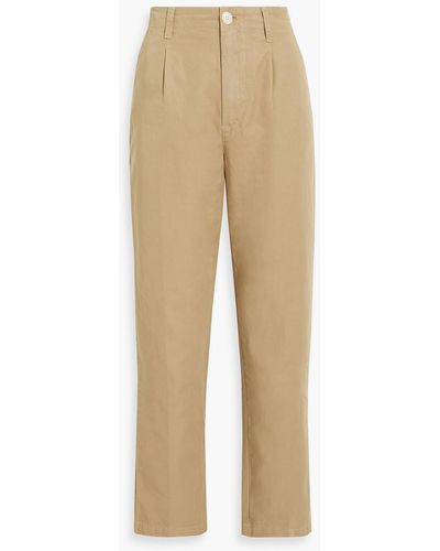Alex Mill Pleated Cotton And Linen-blend Straight-leg Trousers - Natural