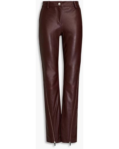 REMAIN Birger Christensen Zip-detailed Leather Straight-leg Pants - Brown