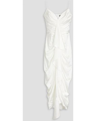 Rasario Ruffled Satin Midi Dress - White