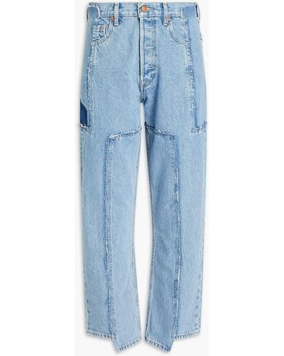 Vetements Frayed Patchwork Denim Jeans - Blue