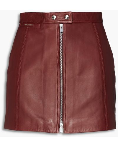 Belstaff Biker Leather Mini Skirt - Red