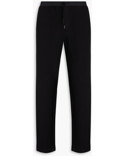 Emporio Armani Shell-trimmed Jersey Track Trousers - Black