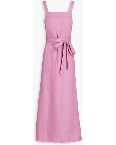 Bondi Born Mustique Linen Midi Dress - Pink