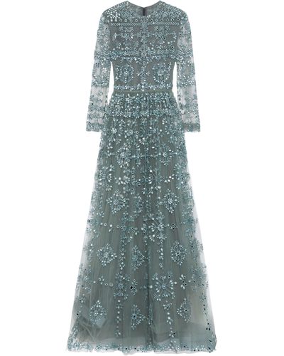 Valentino Embellished Tulle Gown - Blue