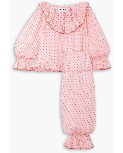 RIXO London Bobbie Polka-dot Cotton-voile Pyjama Set - Pink