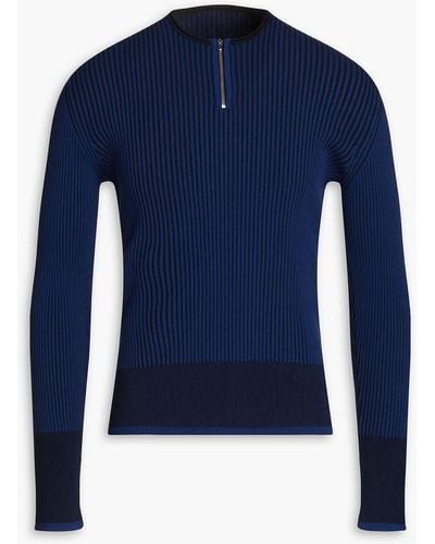 Jacquemus La Maille Ribbed-knit Half-zip Sweater - Blue