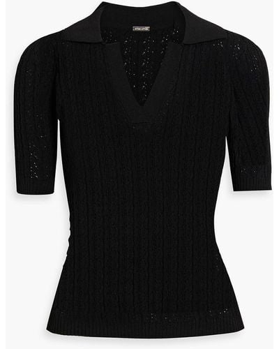Adam Lippes Pointelle-knit Polo Sweater - Black