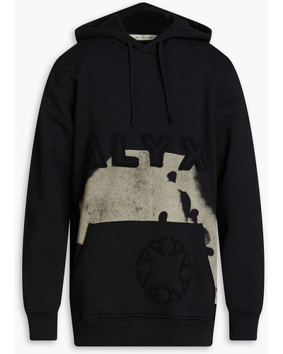 1017 ALYX 9SM Bedruckter hoodie aus fleece aus einer baumwollmischung mit applikationen - Schwarz
