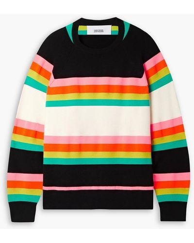 Christopher John Rogers Striped Wool-blend Sweater - Black