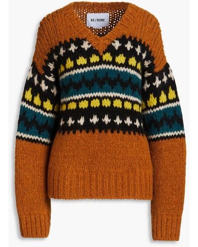 RE/DONE Intarsia-knit Alpaca-blend Jumper - Orange