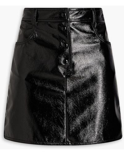 MSGM Crinkled Faux Patent-leather Mini Skirt - Black