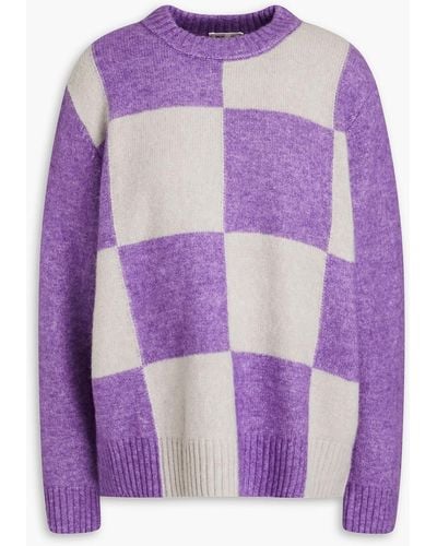 Baum und Pferdgarten Cecilee Checked Intarsia-knit Sweater - Purple