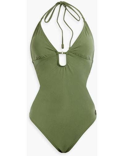Zimmermann Cutout Halterneck Swimsuit - Green