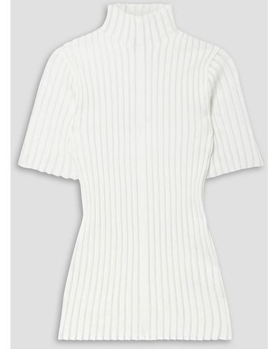 Interior Ridley Tulle-trimmed Cotton-blend Turtleneck Top - White