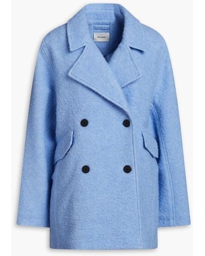 Holzweiler Fozia Double-breasted Wool-blend Bouclé Coat - Blue