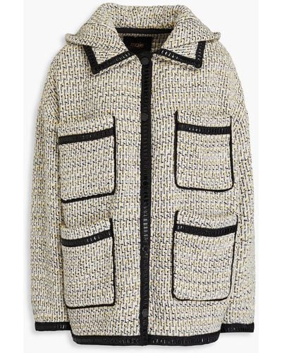 Maje Metallic Tweed Hooded Jacket - Grey