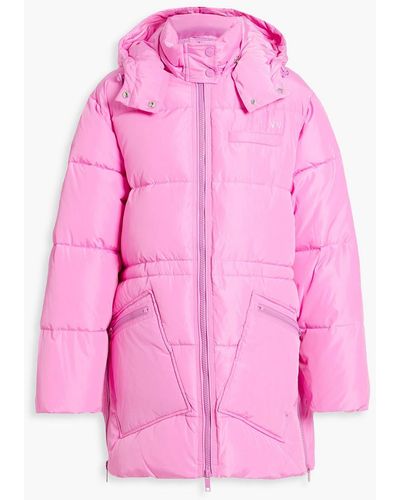 Ganni Logo-print Quilted Shell Hooded Jacket - Pink