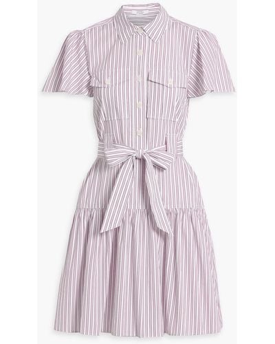 10 Crosby Derek Lam Luma Striped Cotton-poplin Mini Shirt Dress - Pink