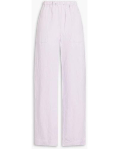 Vince Linen-blend Shantung Straight-leg Trousers - Pink