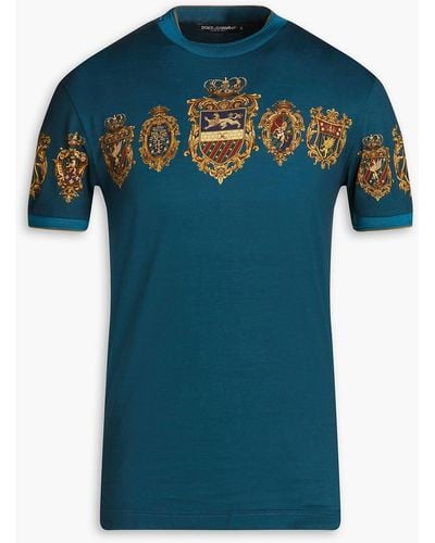 Dolce & Gabbana T-shirt aus baumwoll-jersey mit print - Blau