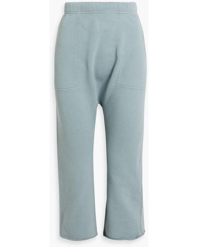 Nili Lotan Sf Cropped French Cotton-terry Track Pants - Blue