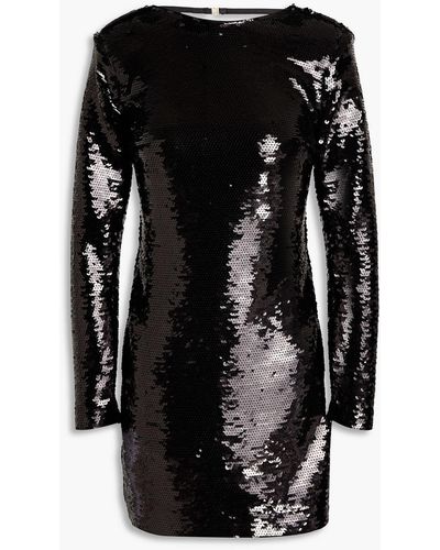 FRAME Sequined Cotton And Modal-blend Jersey Mini Dress - Black